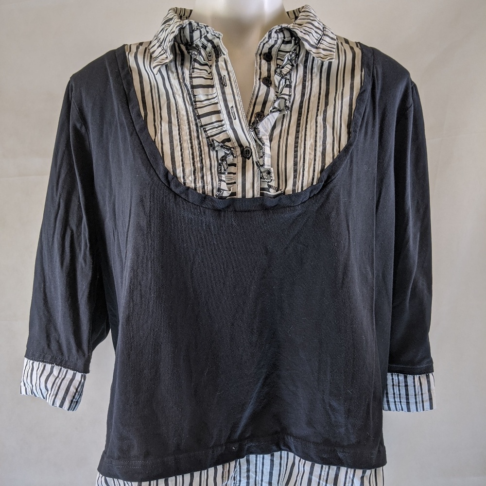 Andrew & Co. 3/4 Sleeve Ruffle Front Blouse